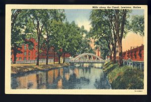 Lewiston, Maine/ME Postcard, Mills Along The Canal