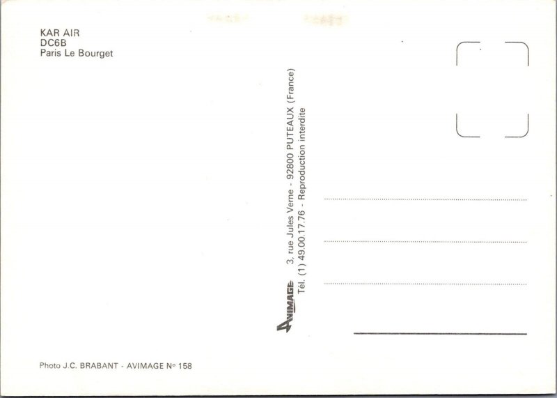 Aviation Postcard - Kar Air DC6B Aeroplane, Paris Le Bourget  RR18863