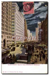 Postcard Old Chicago State Street From South Randolph