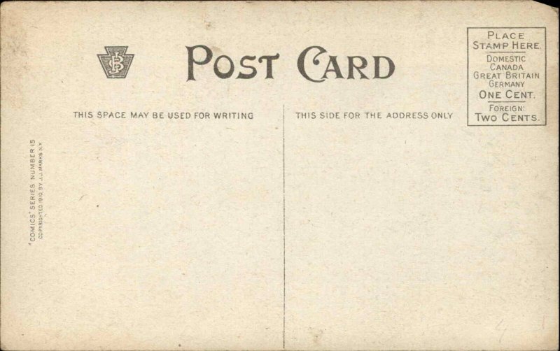 Couple at Restaurant Stuffing Faces With Ice Cream Comic c1910 Postcard