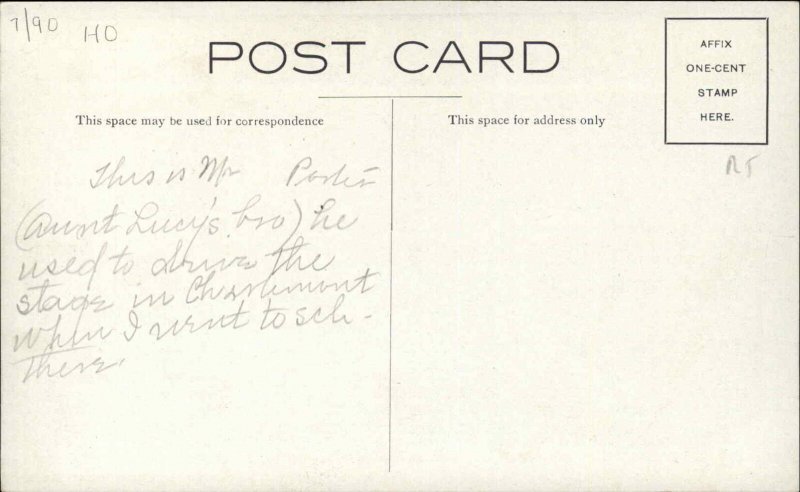 Charlemont MA Stagecoach Horse Coach LEVI c1910 Postcard