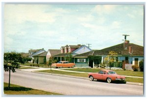 1956 Typical Residential Street Classic Cars Lakewood California Posted Postcard