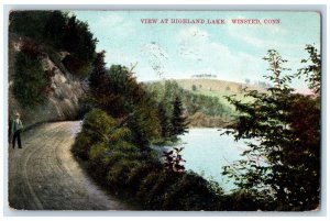 1909 View of Road Highland Lake Winsted Connecticut CT Antique Posted Postcard 