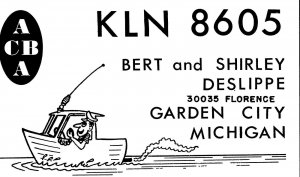 QSL Radio Card From Garden City Michigan KLN 8605 