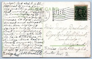 1908 SALISBURY MARYLAND SUBURBS to OYSTER SHELL POINT CAMBRIGDE MD POSTCARD