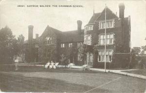 SAFFRON WALDEN ESSEX UK THE GRAMMAR SCHOOL SEPIATONE POSTCARD