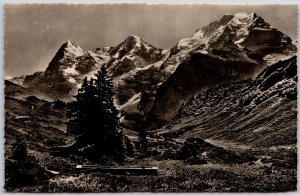 Partie Bei Mürren Jungfrau Gruppe Switzerland Mountain Real Photo RPPC Postcard