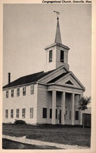 Congregational Church  Granville   Massachusetts  Postcard