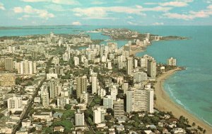 Vintage Postcard Condado Section San Juan Puerto Rico City & Beach Scene