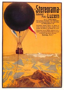 Stereorama Lucerne hot air balloon poster modern postcard