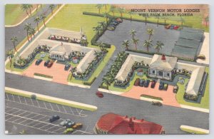 Linen~Aerial View~Mount Vernon Motor Lodges~West Palm Beach FL~Vintage Postcard