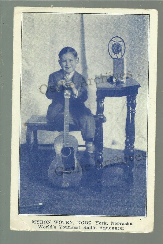 York NEBRASKA c1930s ADVERTISING Myron Woten YOUNGEST RADIO DJ Station KGBZ