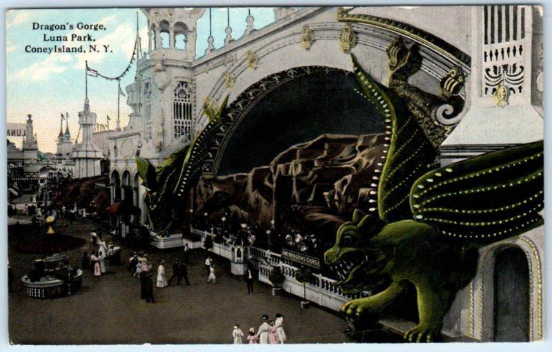 CONEY ISLAND, New York  NY   Luna Park  DRAGON'S GORGE  ca 1910s    Postcard