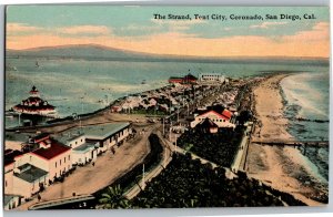 The Strand, Tent City Coronado San Diego CA Aerial View Vintage Postcard V03