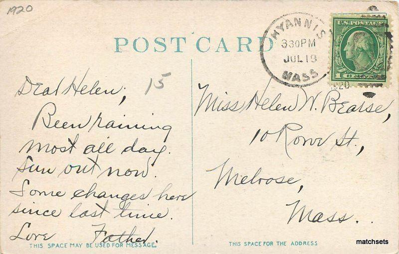 1920s HYANNIS MA West Main Street automobiles postcard 1508
