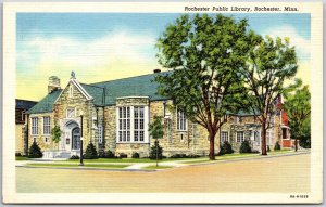 Rochester MN-Minnesota, Rochester Public Library Brown Stone, Vintage Postcard