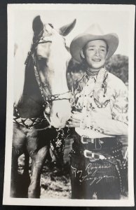 Mint USA Real Picture Postcard Roy Rodgers Cowboy With Horse