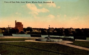 Illinois Rockford View Of East Side From Water Works Park Curteich