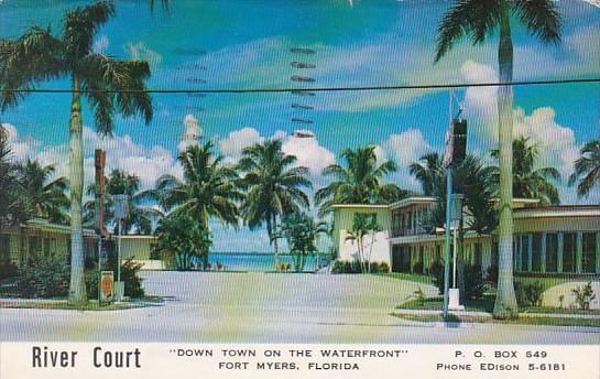 Florida Fort Myers River Court Motel Downtown On The Waterfront 1960