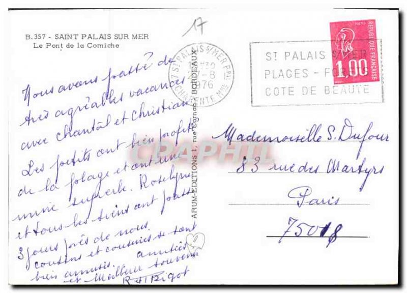 Postcard Modern Saint Palais sur mer on the corniche Bridge