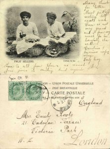 british india, Native Fruit Sellers (1903) Clifton & Co. Postcard