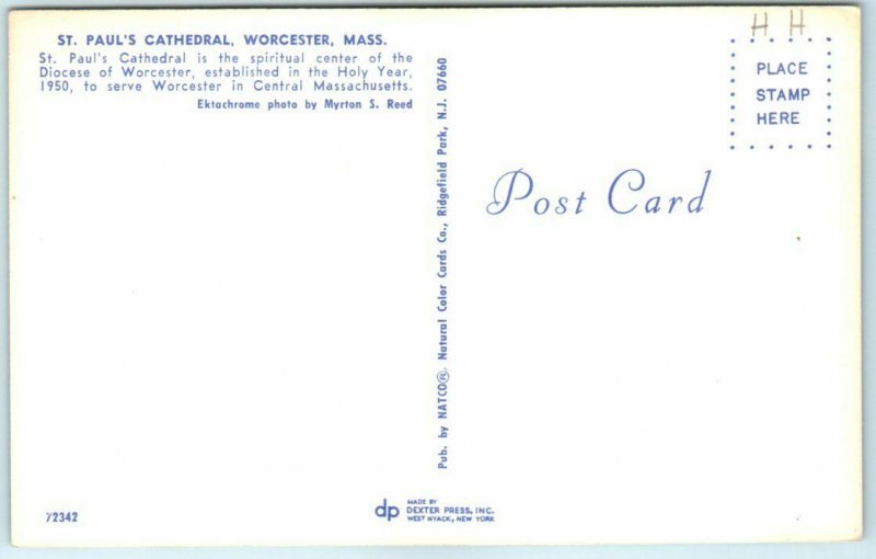 Postcard - St. Paul's Cathedral - Worcester, Massachusetts 