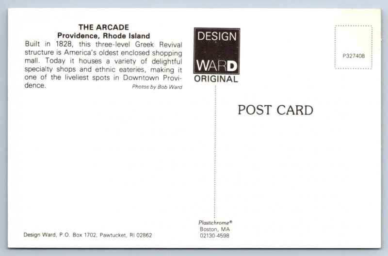The Arcade, Providence Rhode Island, Vintage Chrome Postcard