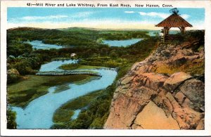 Mill River and Lake Whitney New Haven Connecticut Vintage Postcard C083