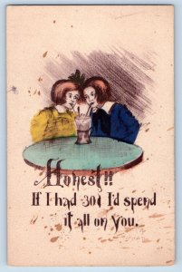 St. Paul Minnesota MN Postcard Children Sharing Drinking Soda Fountain 1912