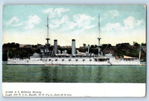 Kentucky Postcard US Battleship Steamer Navy Warship WWII c1905 Vintage Antique