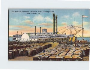 Postcard The Famous Steamboat Robert E. Lee Loading Colton New Orleans LA USA