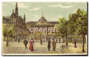 Old Postcard transparent map Paris Courthouse and the Sainte Chapelle