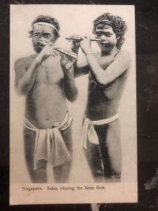 Mint Singapore RPPC Real Picture Postcard Sakay Playing The Nose Flute