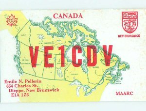 Pre-1980 RADIO CARD - CB HAM OR QSL Dieppe - Near Moncton NB AH2545