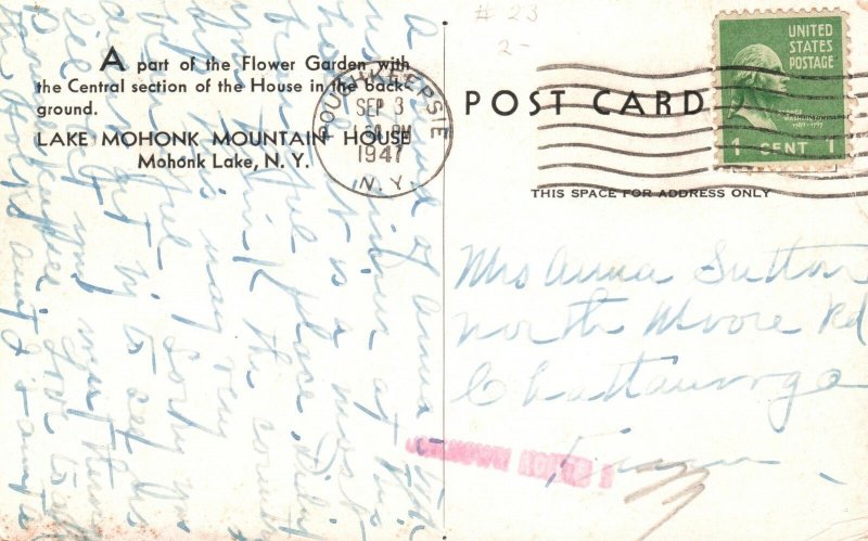 Vintage Postcard 1941 Part Of Flower Garden Lake Mohonk Mountain House New York