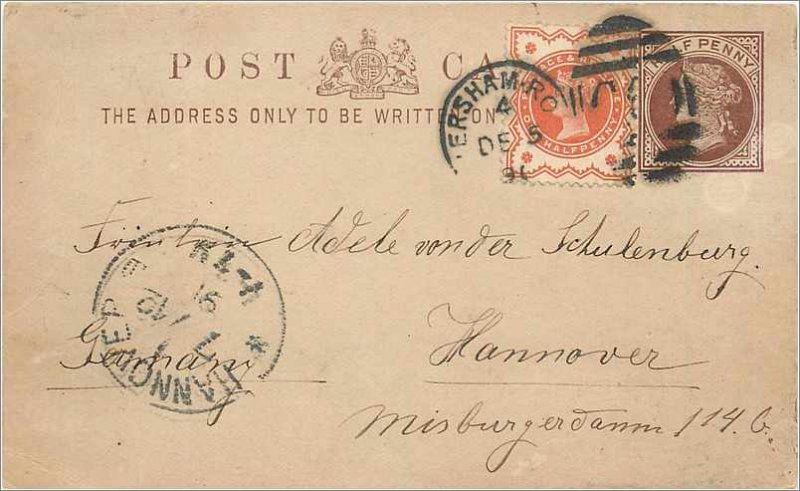 Entier Postal Stationery 1 / 2p + 1 1 / 2p for Hannover