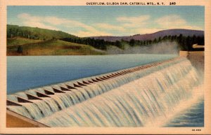 New York Catskills Gilboa Dam Overflow Curteich