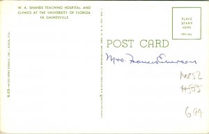 Gainesville FL WA Shands Teaching Hospital Clinics Postcard used (14852)
