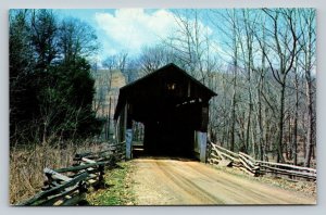 Greggs Mill Covered Bridge Over Wakatomica Creek Ohio Vintage Postcard 0071