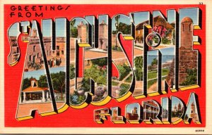 Florida Greetings From St Augustine Large Letter Linen