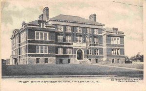 West Broad Street School Westerly Rhode Island 1905c postcard