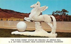 CO, Colorado Springs  FLYING HORSE STATUE~US Air Force Academy  Chrome Postcard