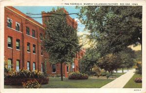 B4/ Red Oak Iowa Ia Postcard 1937 Thomas Murphy Calendar Factory