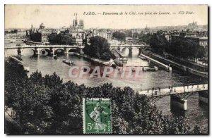 Old Postcard Paris Panorama of the City view Louvre Taking ND Phot
