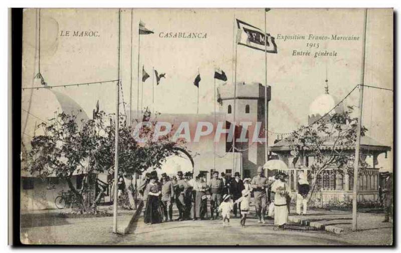 VINTAGE POSTCARD Marco Casablanca Exposition free Morrocan woman 1915 general en