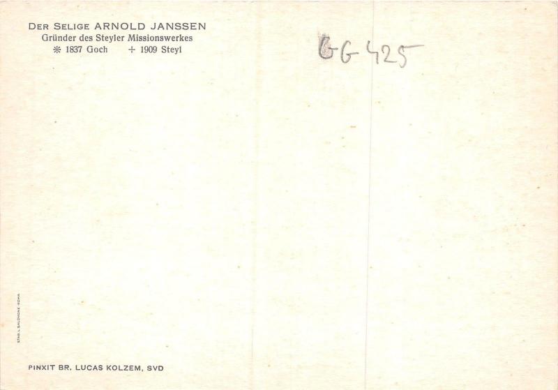 GG425 selige arnold janssen painting postcard br lucas kolzem priest netherlands