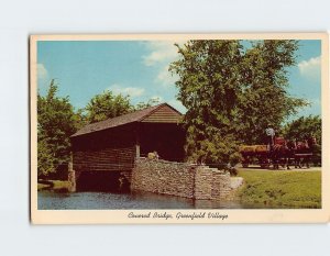 Postcard Covered Bridge Greenfield Village Dearborn Michigan USA