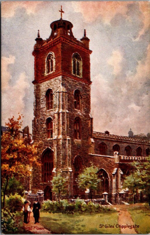 St Giles Cripplegate, Old London Churches, Tuck 6259 Vintage Postcard K04