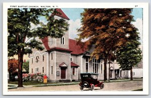 First Baptist Church Walton New York NY Roadway And Religious Building Postcard