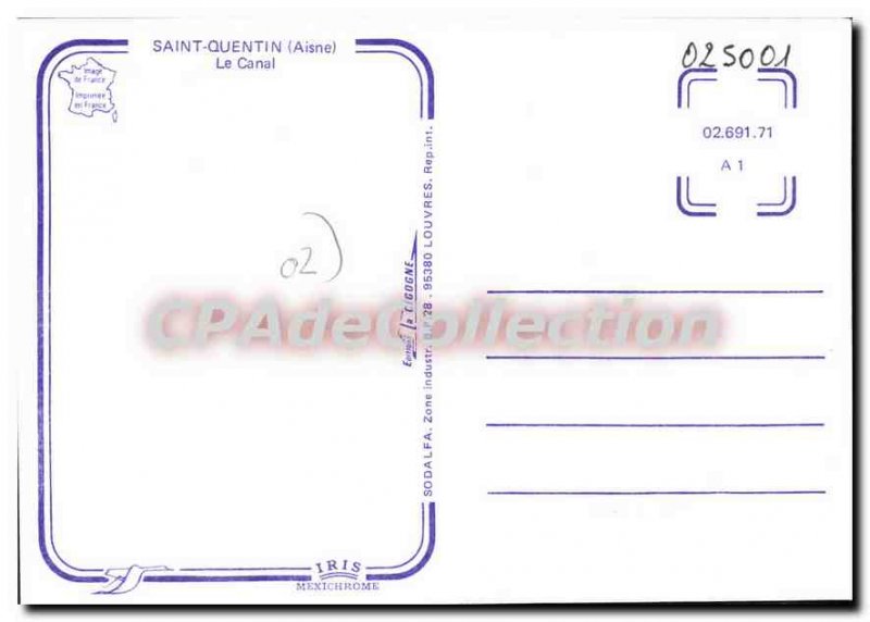 Old Postcard Saint Quentin Aisne Canal